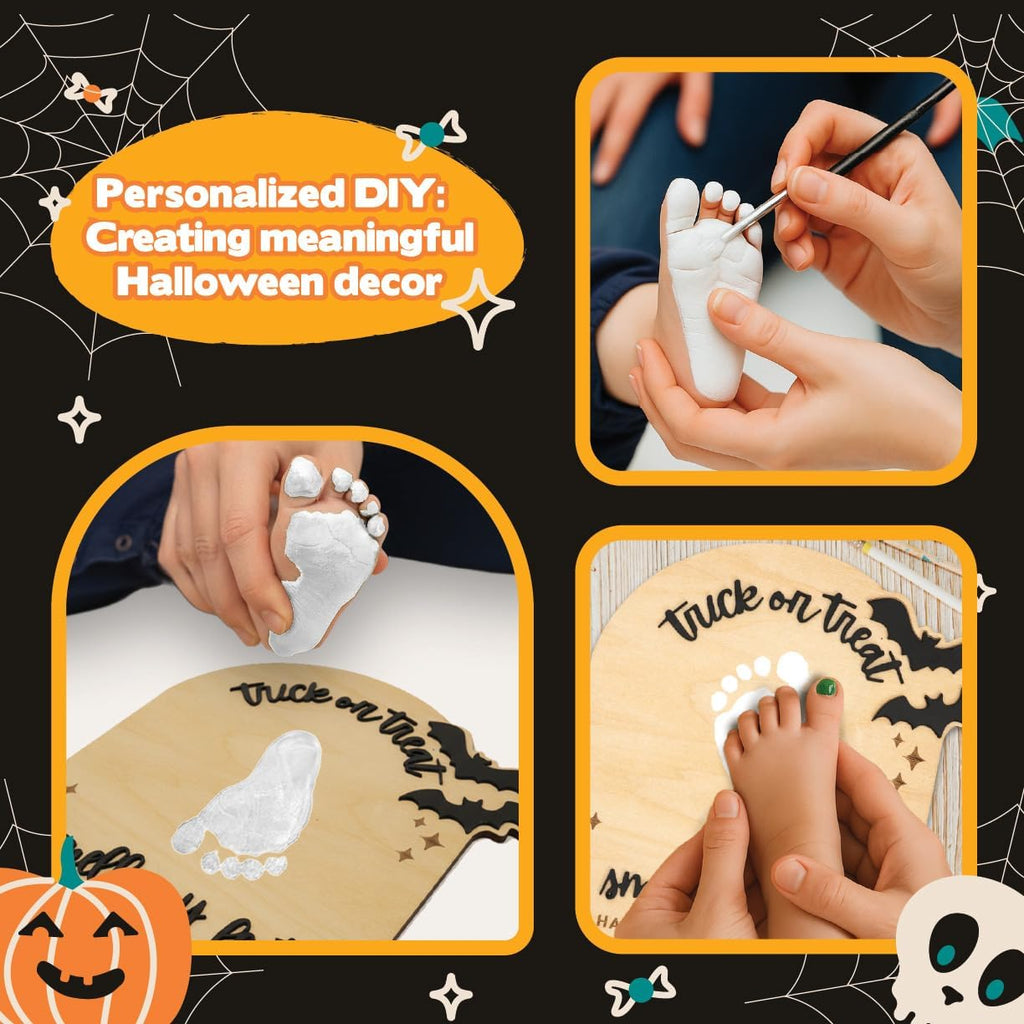 My First Halloween, Halloween Baby Footprint Wooden Sign, Trick or Treat Smell My Feet Keepsake, Newborn Fall Decoration, DIY Painting Craft for First Year Memory Display