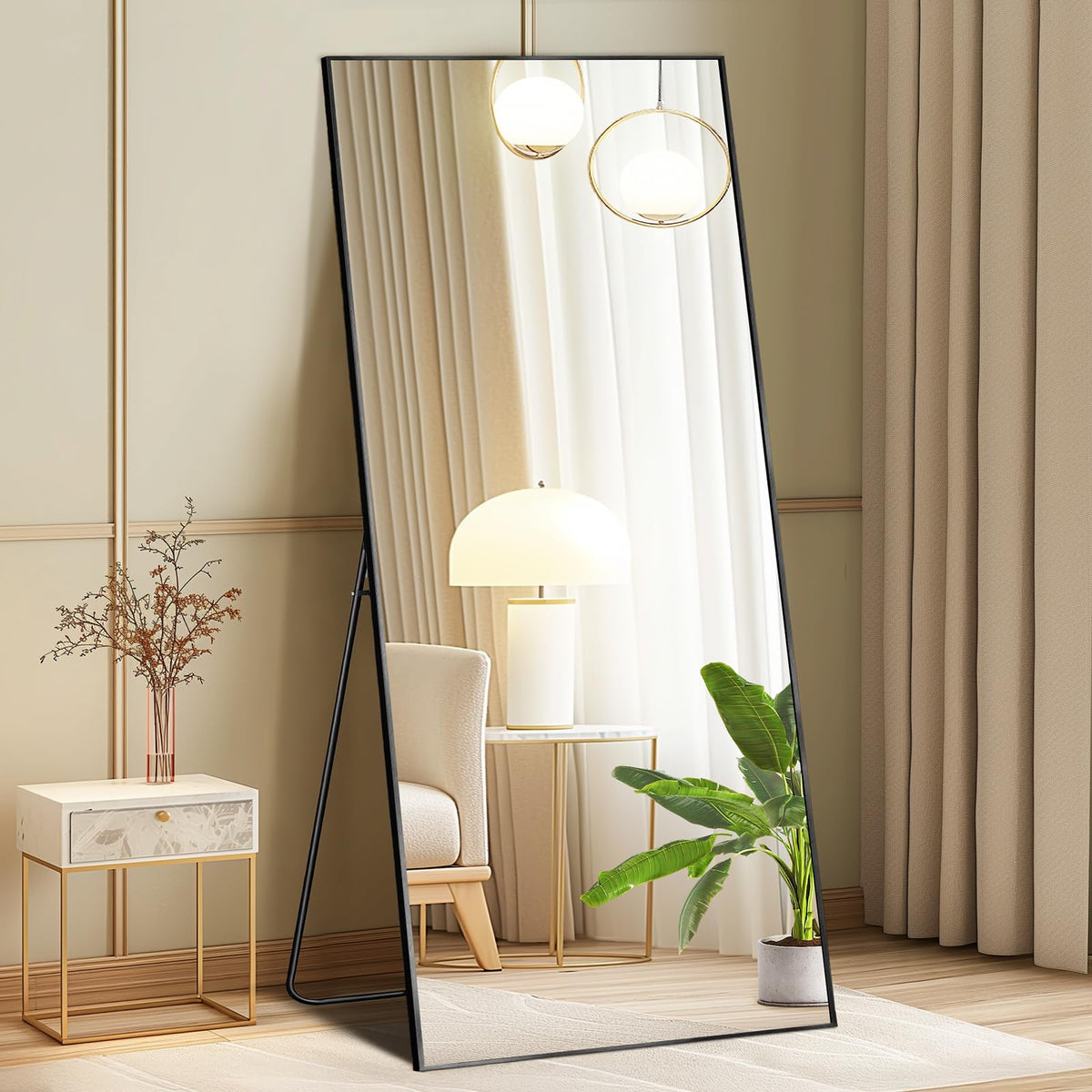 DUMOS Arched Mirror Full Length Floor, 59x16 Inch Full Body Standing Mirror