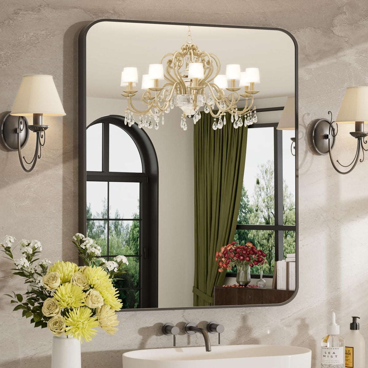 24"x36" Bathroom Mirror for Over Sink, Brushed Nickel Vanity Mirror