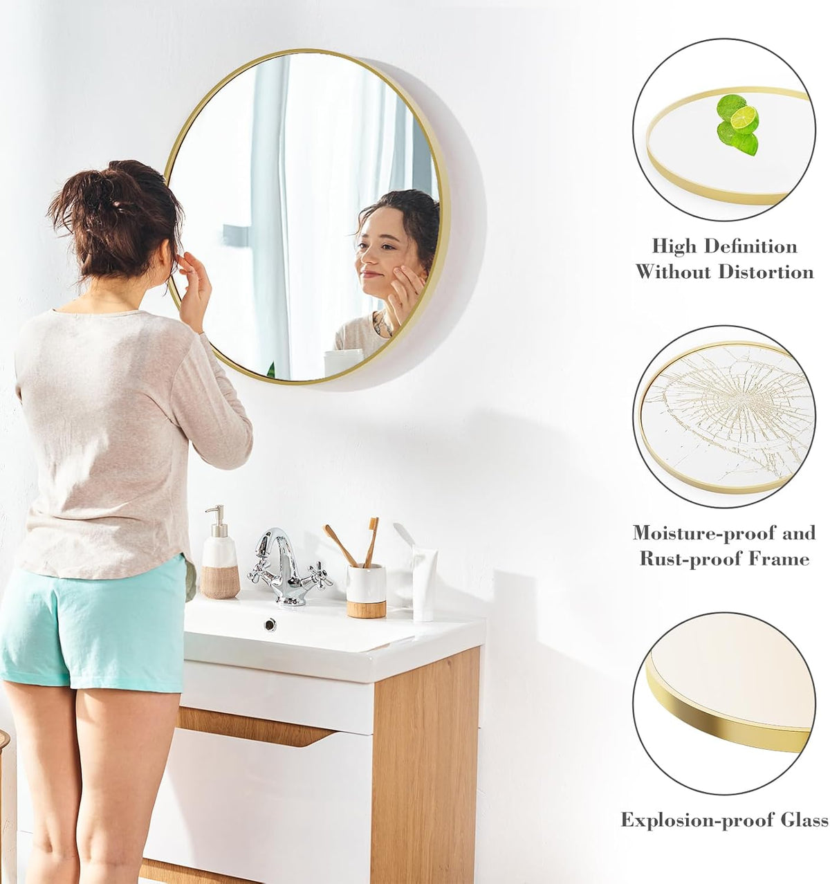 NEWBULIG 36 Inch Round Bathroom Mirror, Wall Mount Vanity Mirror