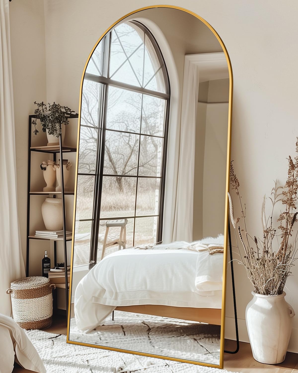 71"x28" Arched Full Length Mirror with Stand,Full Body Floor Mirror