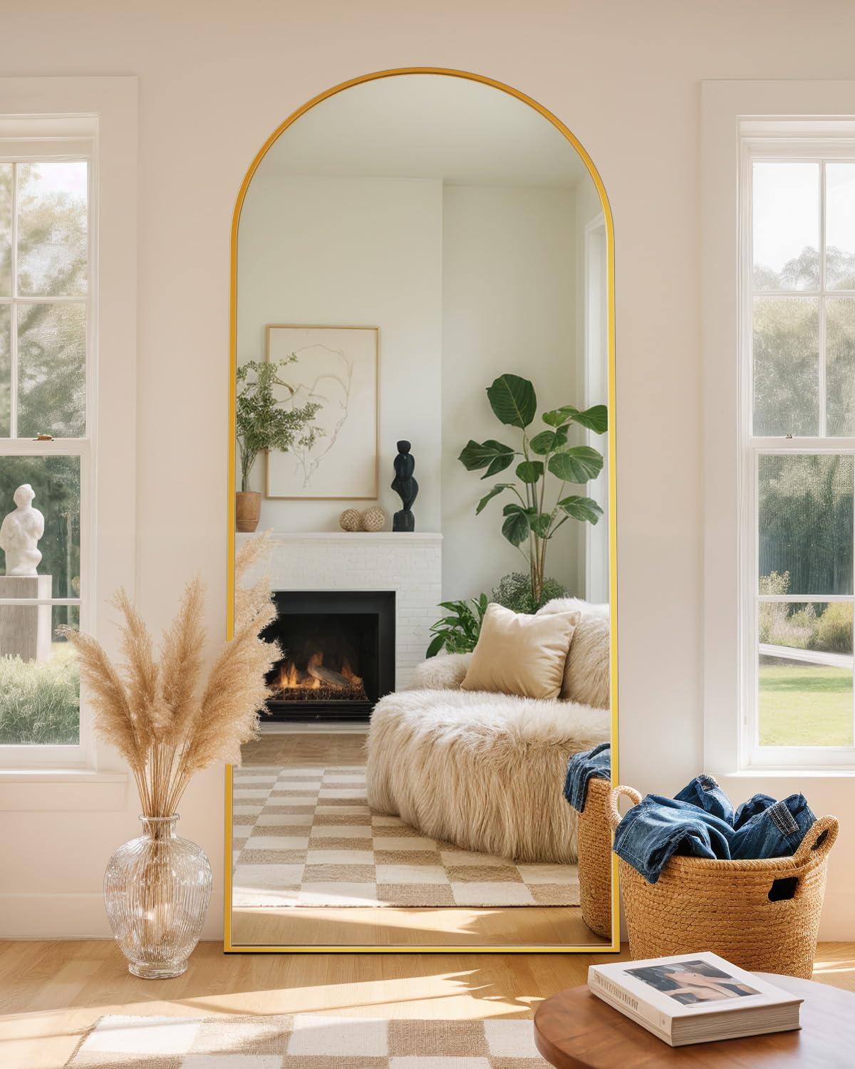 71"x28" Arched Full Length Mirror with Stand,Full Body Floor Mirror