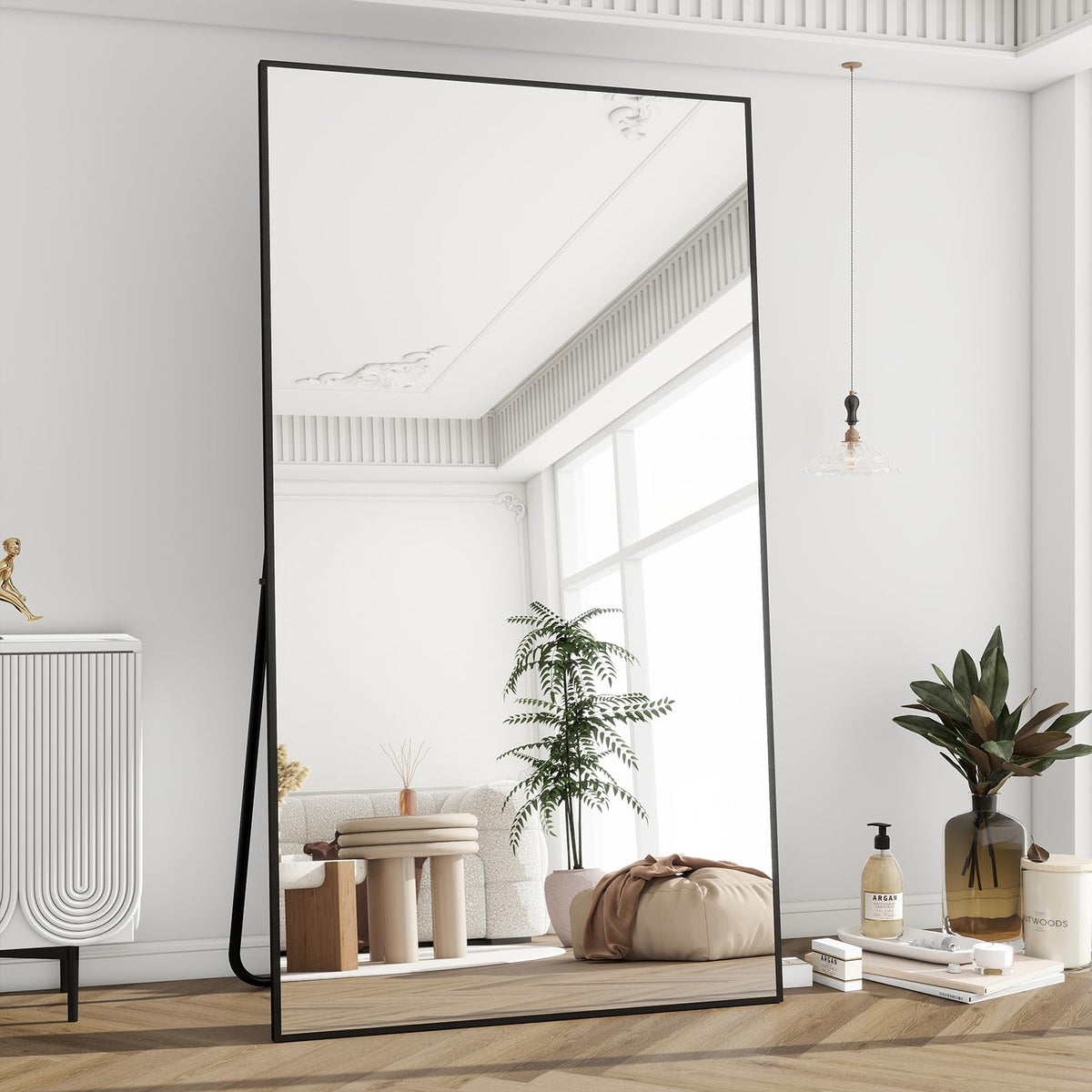 BEAUTYPEAK Full Length Mirror with Stand, 56"x21" Floor Mirror