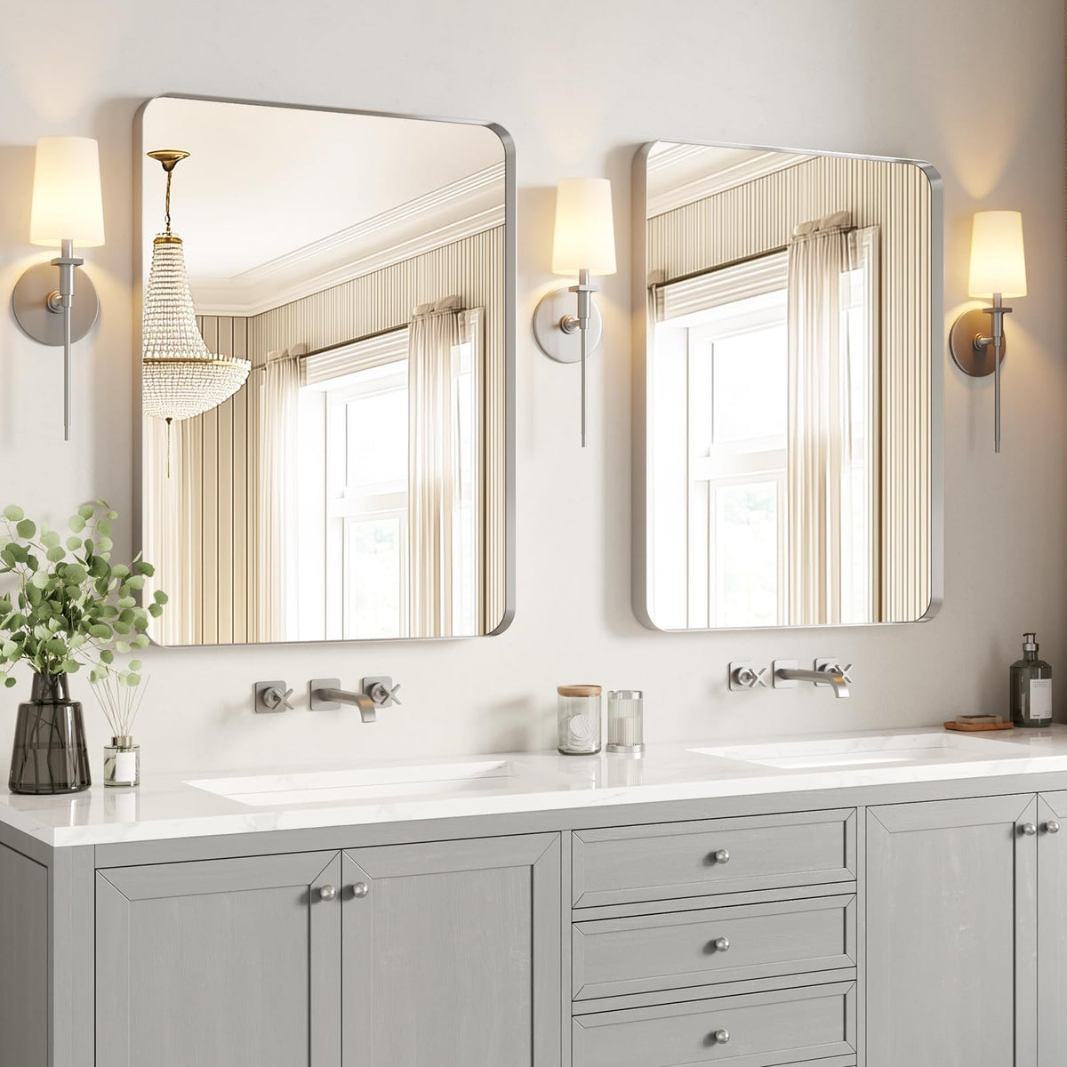 USHOWER 2-Pack Black Bathroom Mirrors for Over Sink 24 x 36 Inch