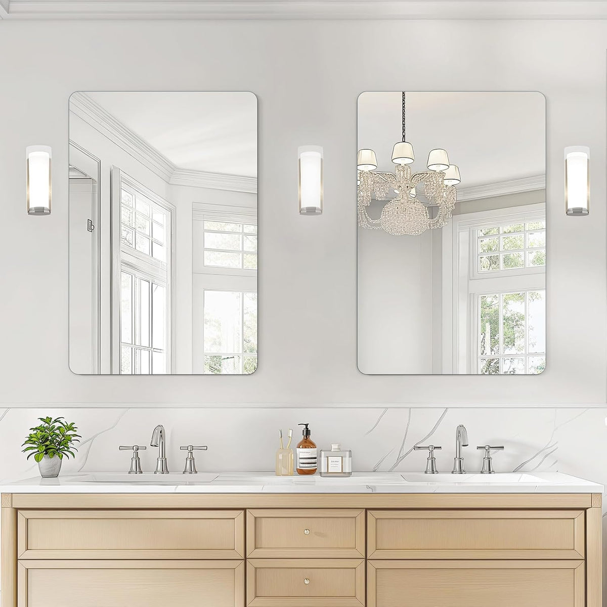 USHOWER 2-Pack Black Bathroom Mirrors for Over Sink 24 x 36 Inch