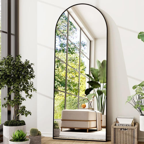 71" x 26" Arched Full Length Mirror, Black Frame Floor Standing Mirror, Full Body Dressing Mirror for Bedroom, Closet & Home Decor