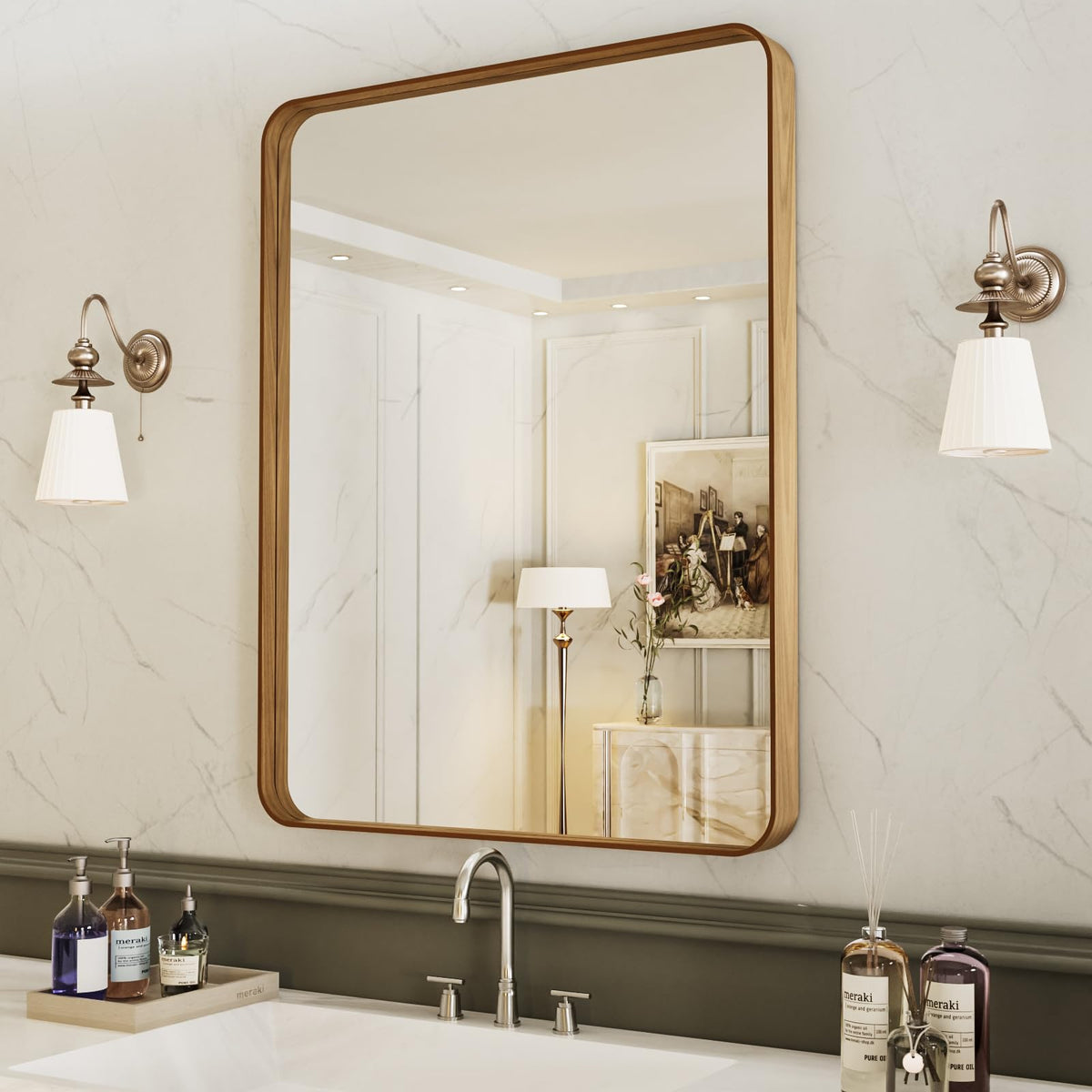 LOAAO 24X36 Inch Black Bathroom Mirror Metal Framed