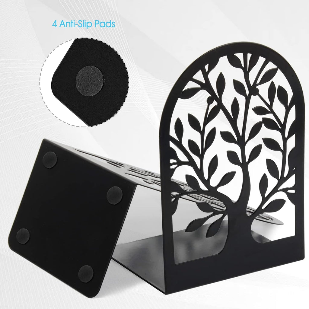 HappyHapi 3 Pair Book Ends, Metal Bookends for Shelves, Decorative Bookends