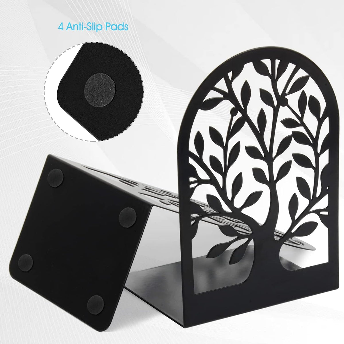 HappyHapi 3 Pair Book Ends, Metal Bookends for Shelves, Decorative Bookends