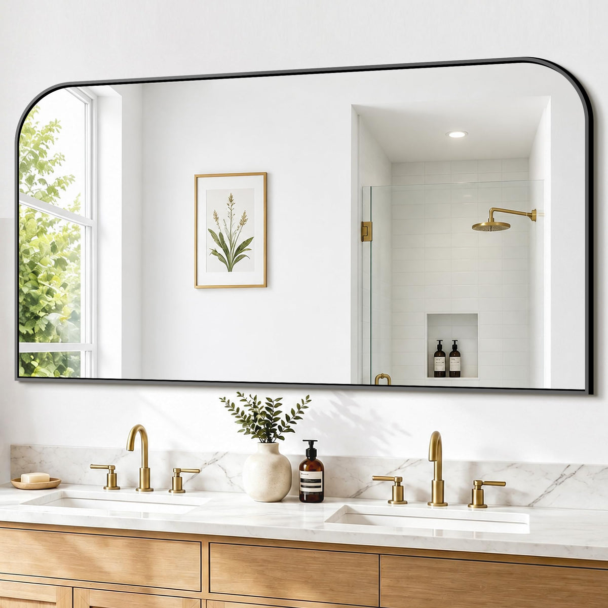 FICTOR 2 Pack 36" x 24" Bathroom Vanity Mirror for Over Sink, Black