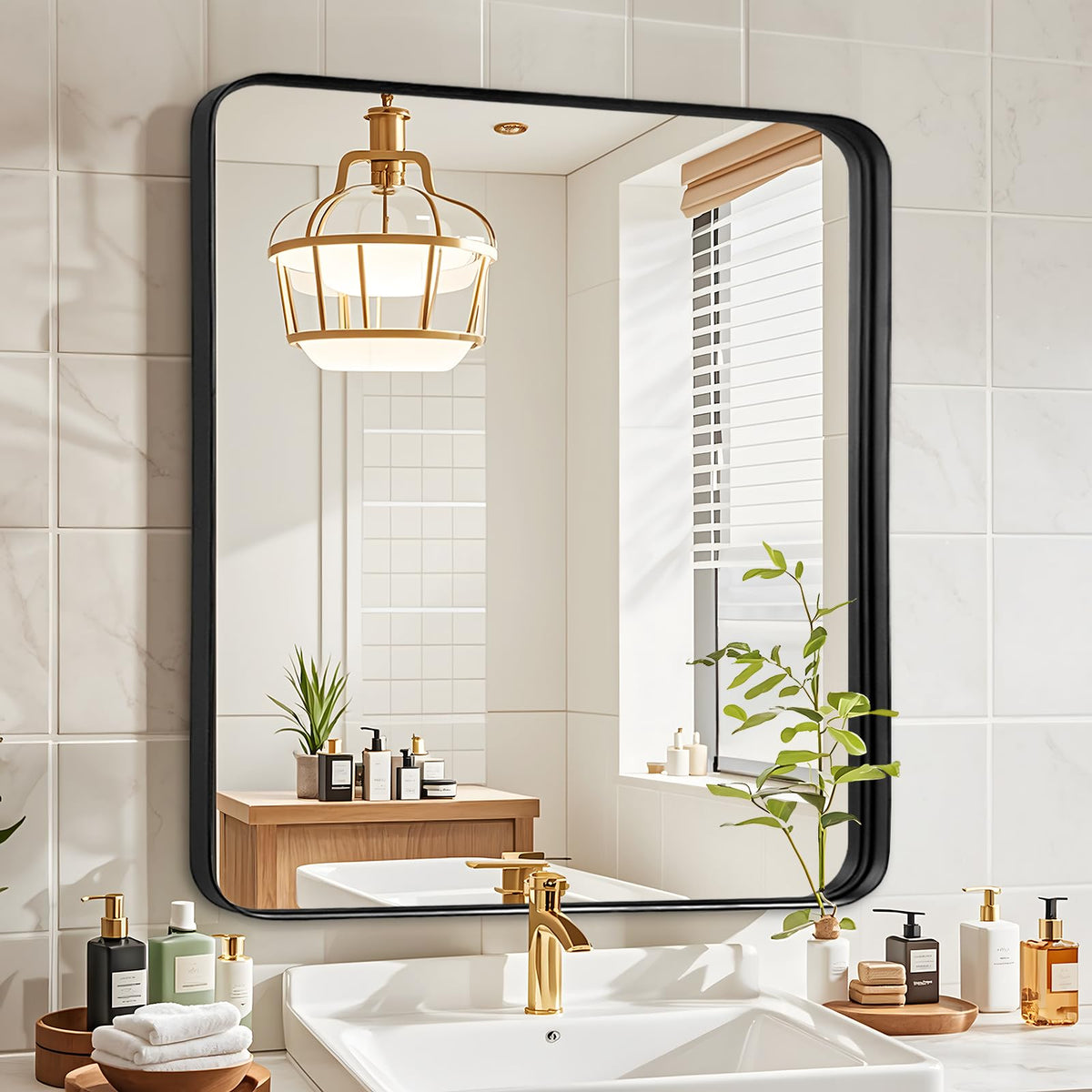 Black Bathroom Vanity Mirror Over Sink 2 Pack, 24x36 Large Wall Mirror