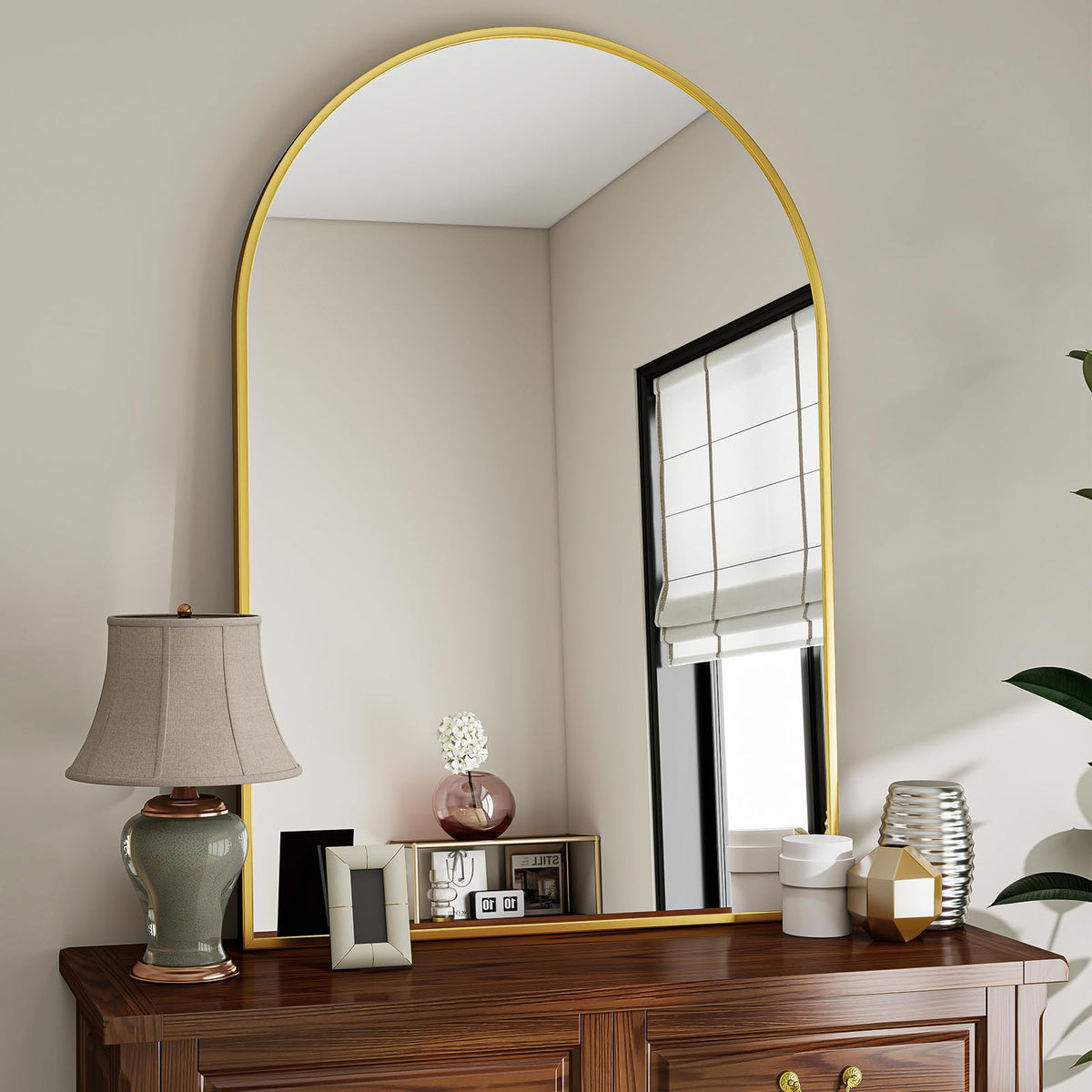 VooBang Arched Wall Mirror, 24 x 36 inch Arch Bathroom Mirror Black