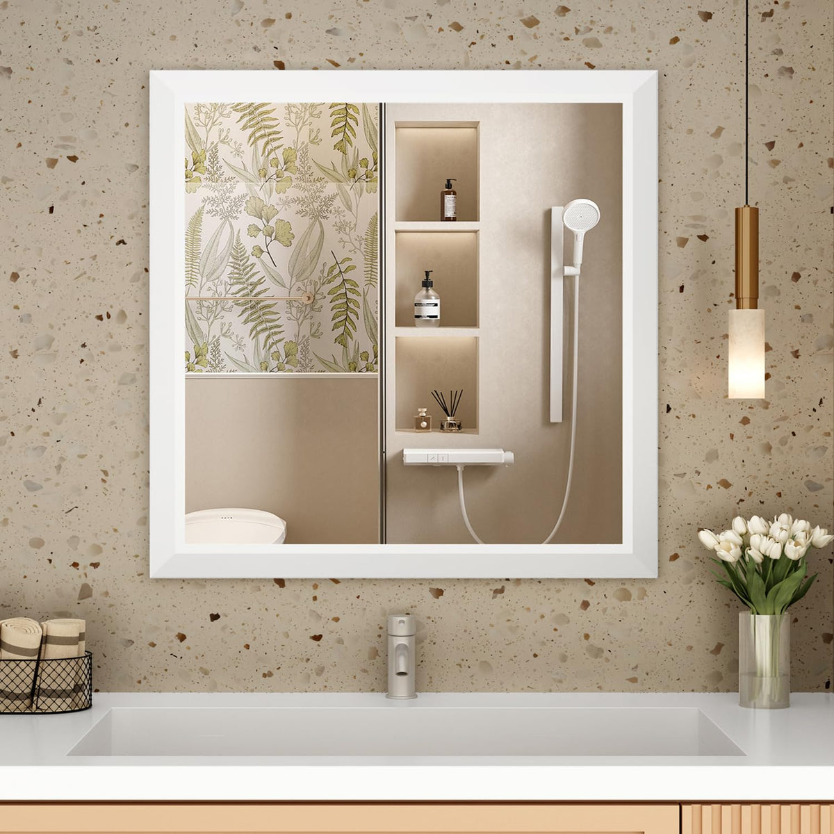 SMIROR 24x36 Matte Black Bathroom Vanity Mirror for Over Sink