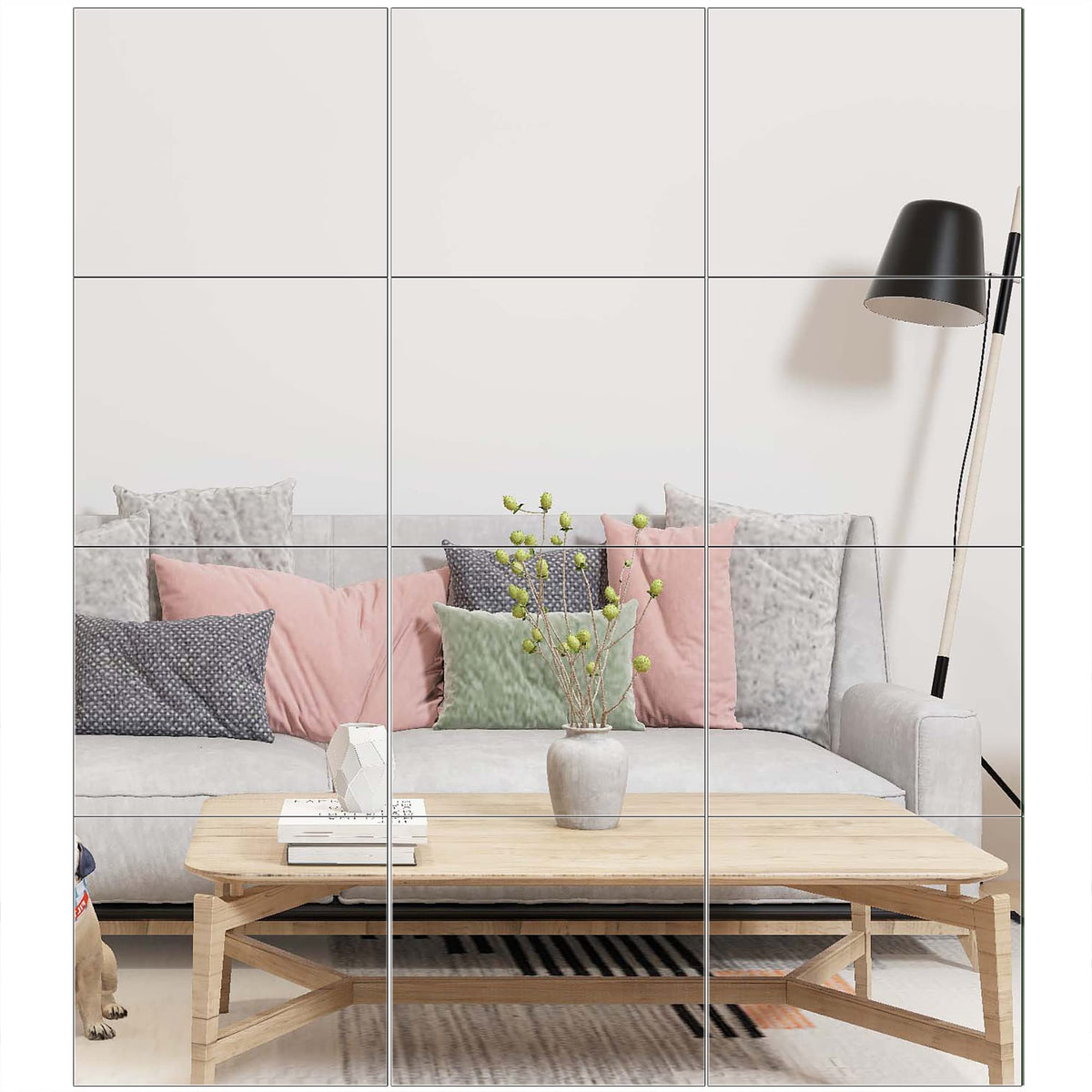 Home Gym Mirror Tiles, 12" x 12" x 12PCS Wall Mirror Tiles Frameless Glass