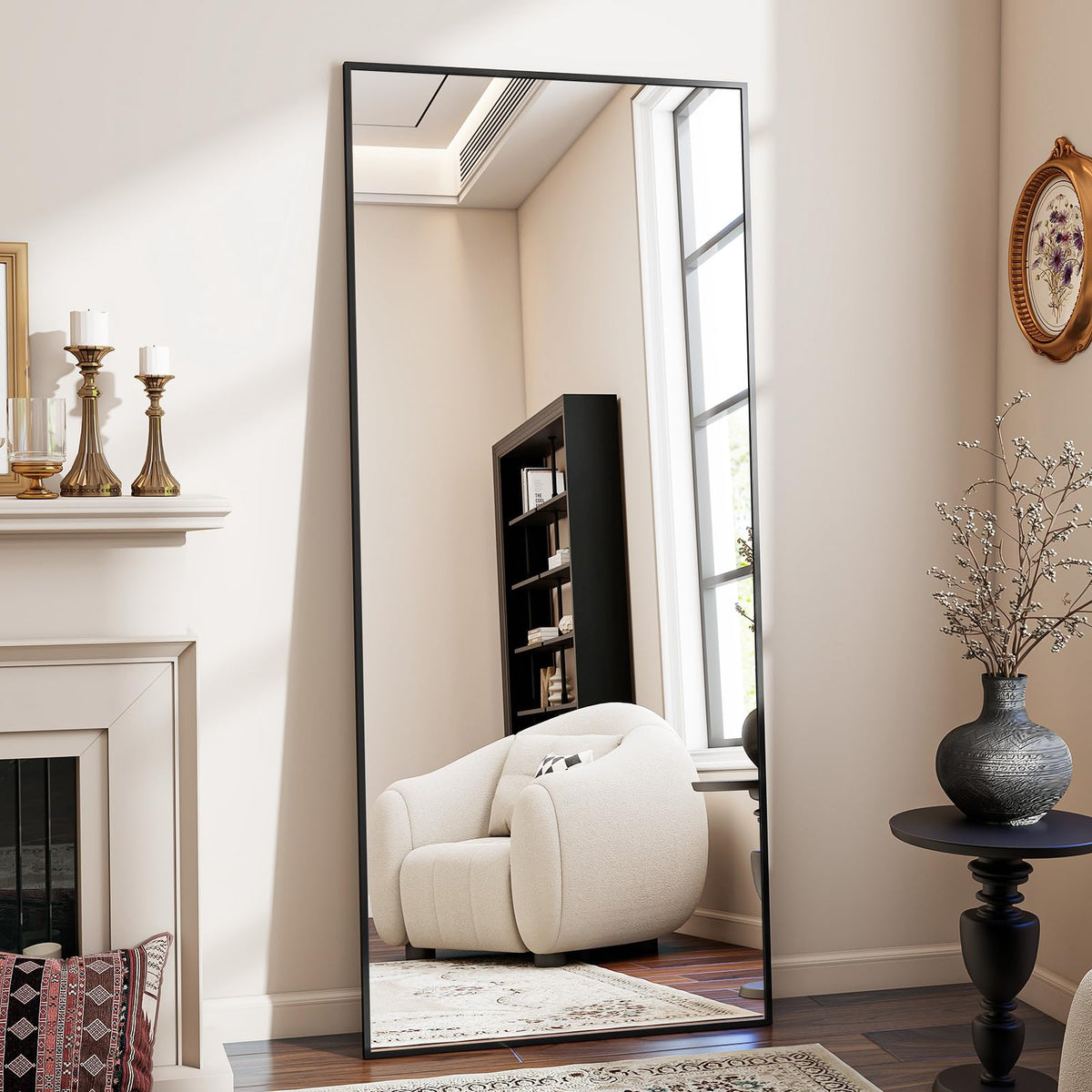 BEAUTYPEAK Full Length Mirror with Stand, 56"x21" Floor Mirror