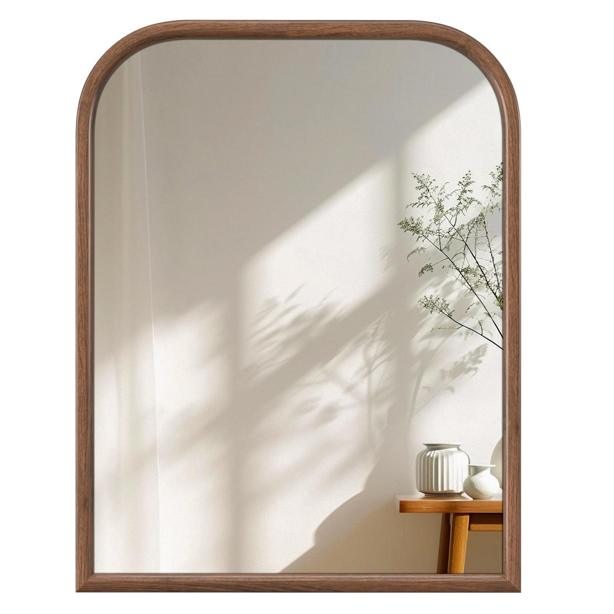 20"x30" Arch Wall Mirror for Wall, Wall Mounted Vanity Mirror for Bedroom, Wood Grain Finish Frame Mirror with Tempered Glass, Vintage Decorative for Bathroom, Entryway, Living Room, Walnut