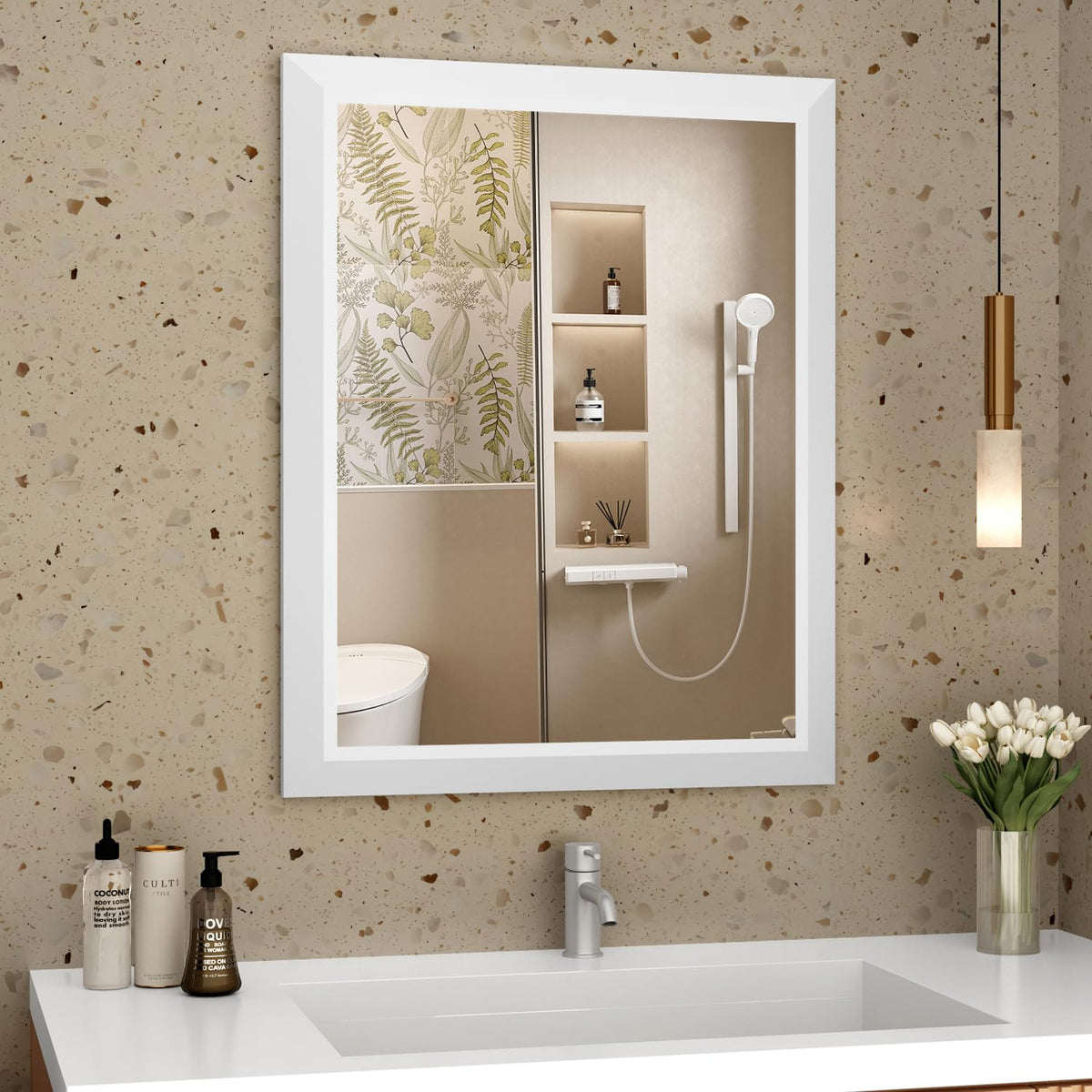 SMIROR 24x36 Matte Black Bathroom Vanity Mirror for Over Sink