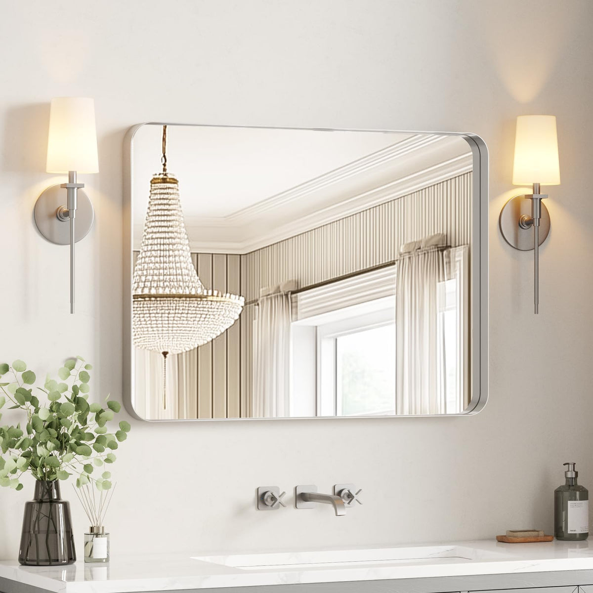 USHOWER 2-Pack Black Bathroom Mirrors for Over Sink 24 x 36 Inch