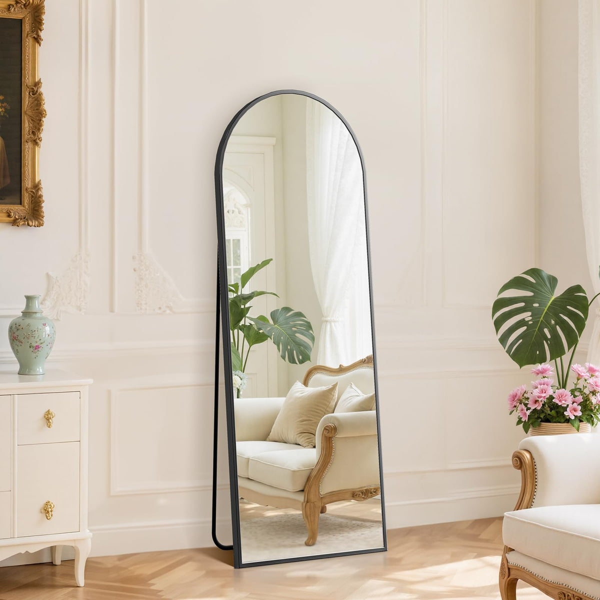DUMOS Arched Mirror Full Length Floor, 59x16 Inch Full Body Standing Mirror