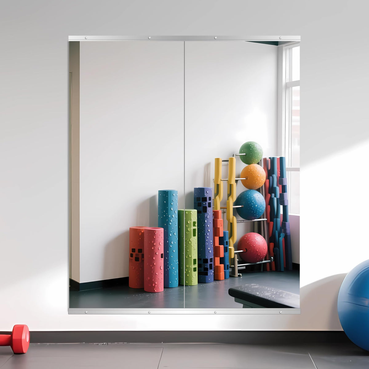 Home Gym Mirror Tiles, 12" x 12" x 12PCS Wall Mirror Tiles Frameless Glass