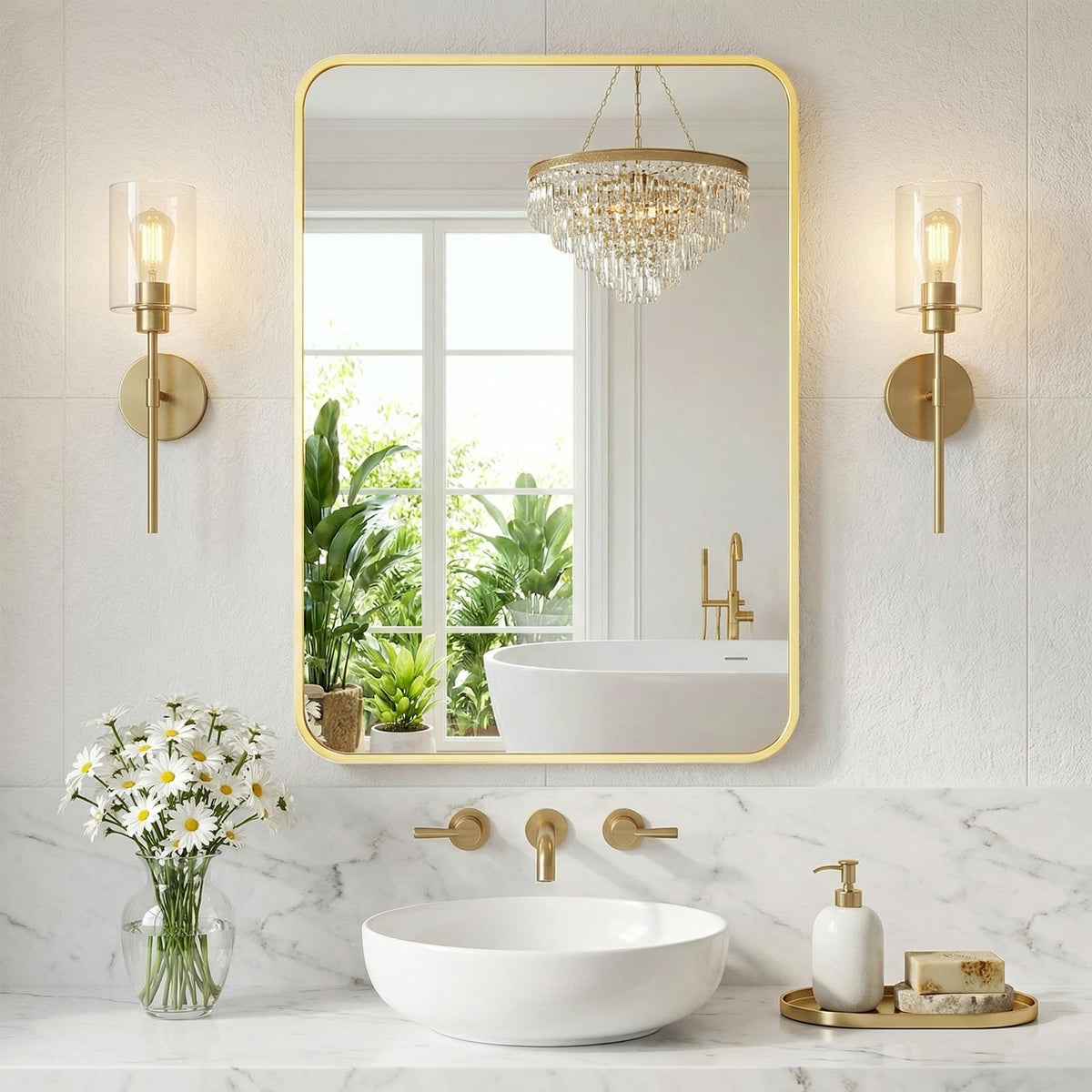 NEWBULIG Bathroom Wall Mirror, Vanity Home Mirror, 30x36 Inch