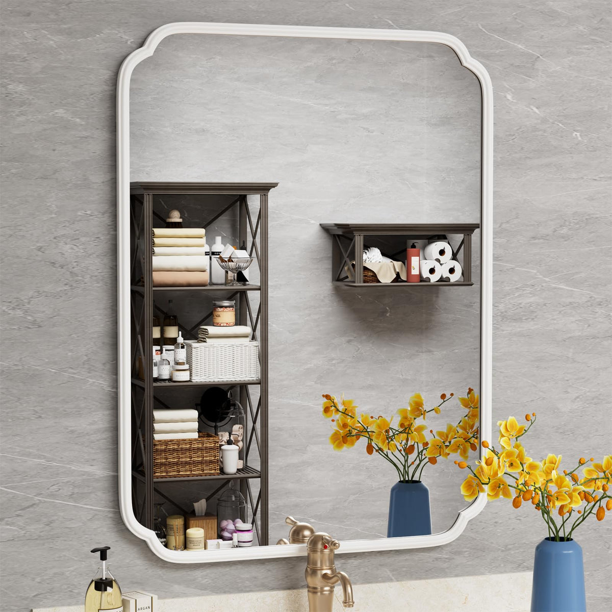 Ferytange 48"x16" Gold Door Mirror Full Length Over The Door with Non-Rusting Metal Frame, Modern Full Body Mirror Bedroom Closet Bathroom