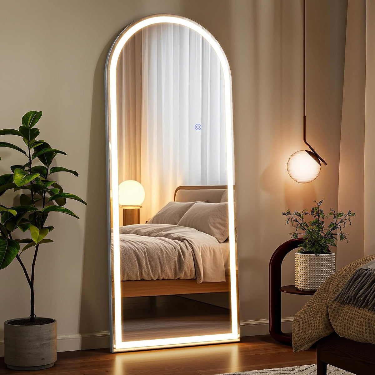 VooBang 56"x21" LED Arched Mirror Full Length with Dimmable Lights