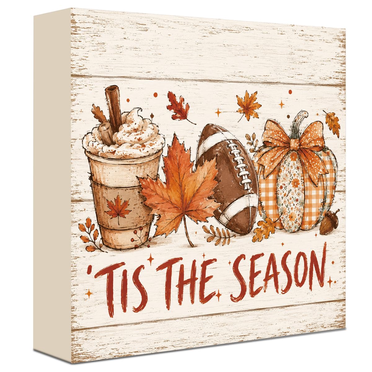 Fall Decorations for Home Football Pumpkin Wood Sign Fall Wall Shelf Decor