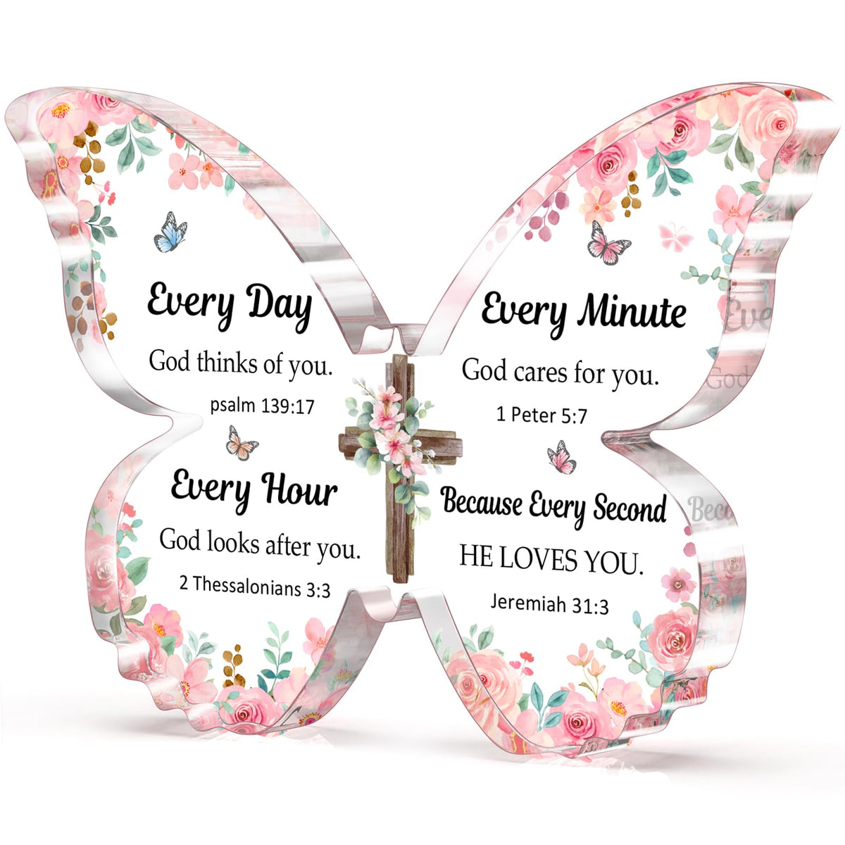 Christian Gifts for Women Faith, Butterfly Acrylic Plaque Decoration, Birthday Gifts for Women, Spiritual Present for Female Friend Family, Office Desk Decor for Woman, 5x3.8x0.5 Inch - Purple