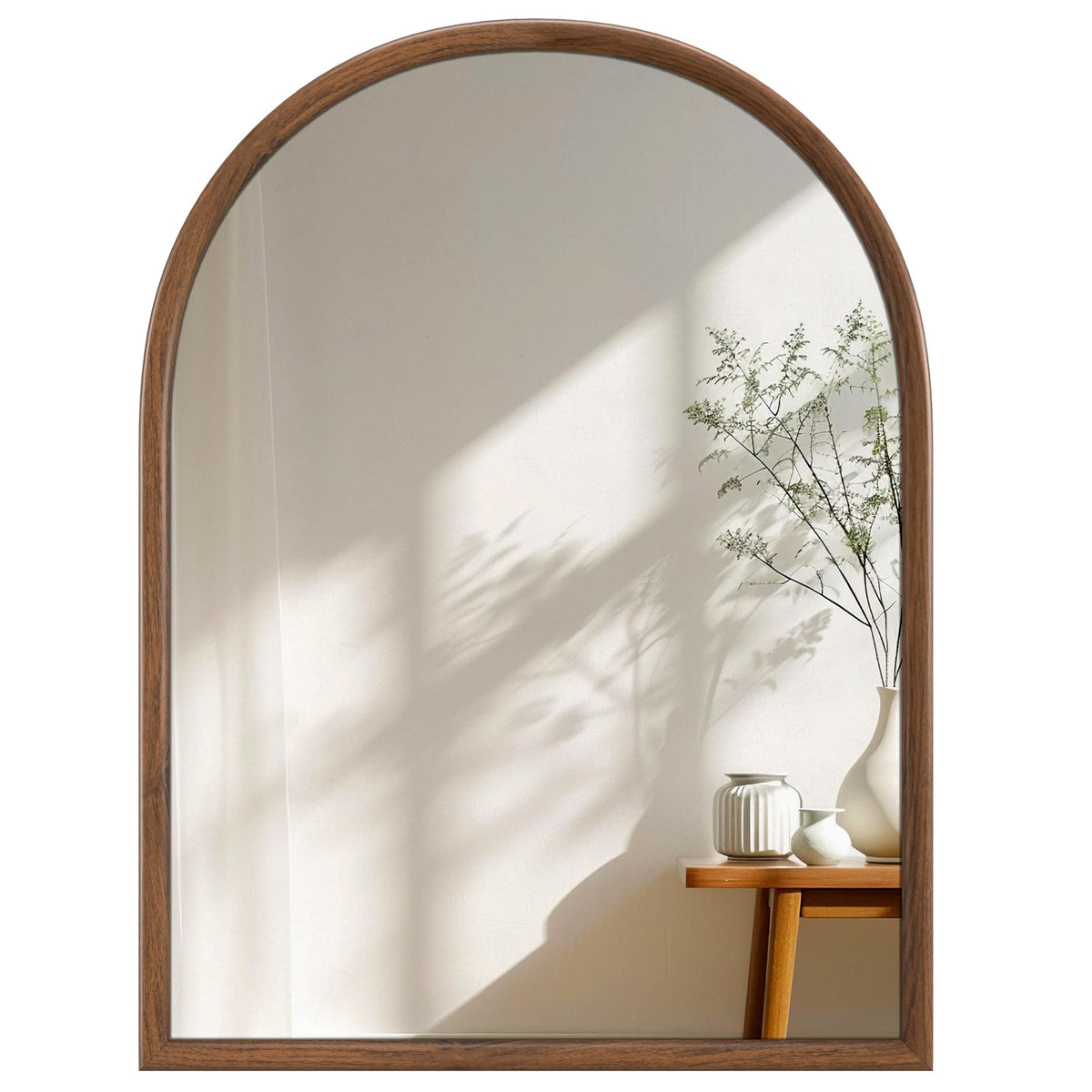 20"x30" Arch Wall Mirror for Wall, Wall Mounted Vanity Mirror for Bedroom, Wood Grain Finish Frame Mirror with Tempered Glass, Vintage Decorative for Bathroom, Entryway, Living Room, Walnut