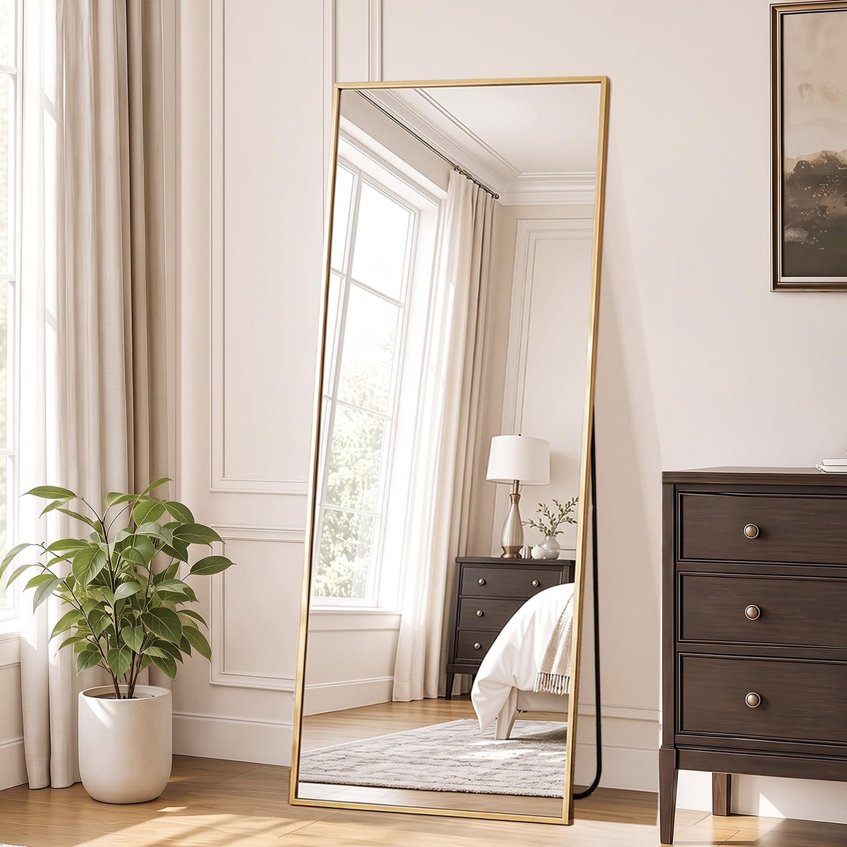 DUMOS Arched Mirror Full Length Floor, 59x16 Inch Full Body Standing Mirror