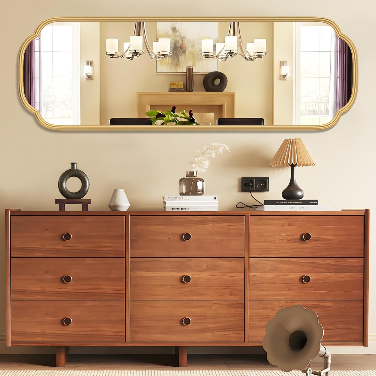 Ferytange 48"x16" Gold Door Mirror Full Length Over The Door with Non-Rusting Metal Frame, Modern Full Body Mirror Bedroom Closet Bathroom