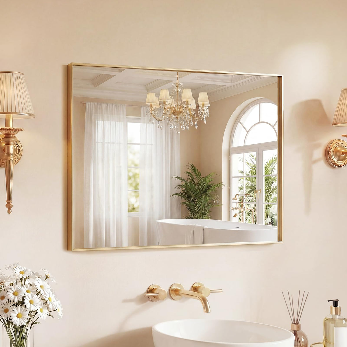 Sweetcrispy Bathroom Mirror 40x30 Inch, Vanity Mirror for Wall
