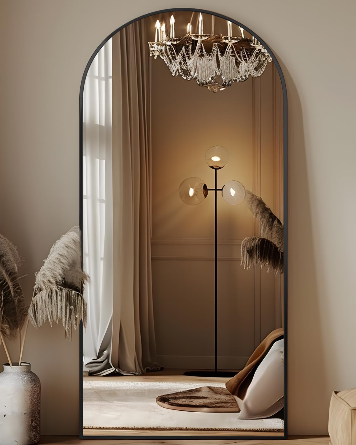 Antok 71" x26” Arched Full Length Mirror, Floor Mirror with Stand,Black