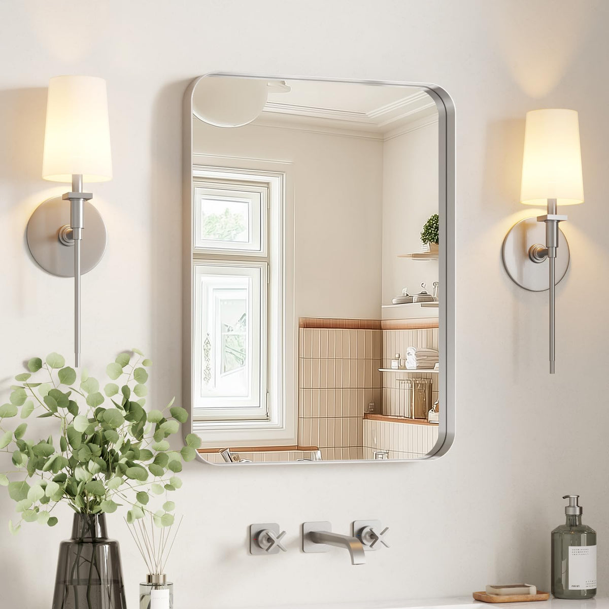 USHOWER 2-Pack Black Bathroom Mirrors for Over Sink 24 x 36 Inch