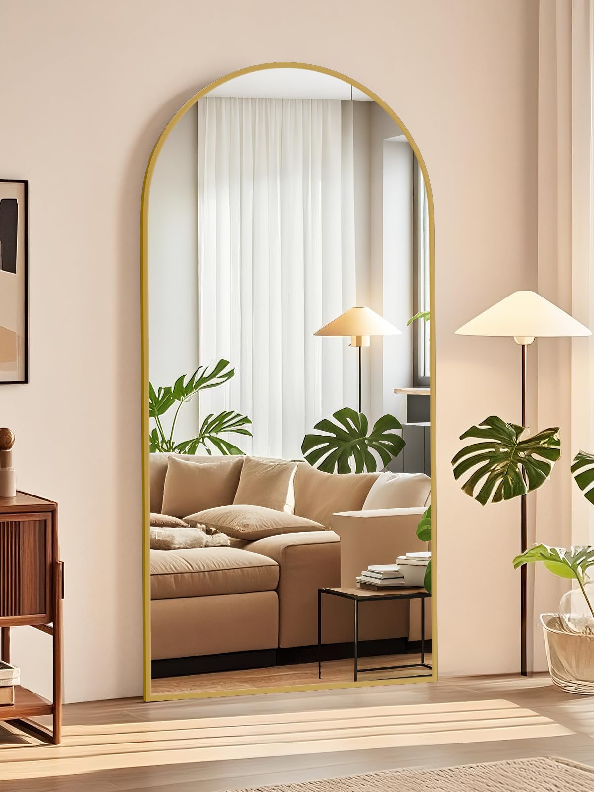 81"×41" Floor Mirror Full Length Arched Full Length Mirror Gold