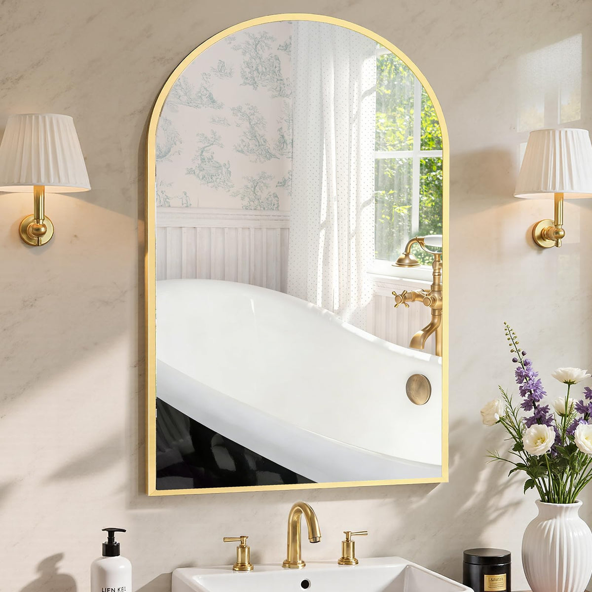 Sweetcrispy 26"x38" Arched Bathroom Mirror, Bathroom Mirrors for Over Sink
