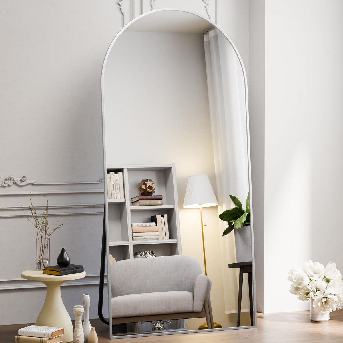 Koonmi 71x30 Arched Full Length Mirror, Floor Mirror with Stand