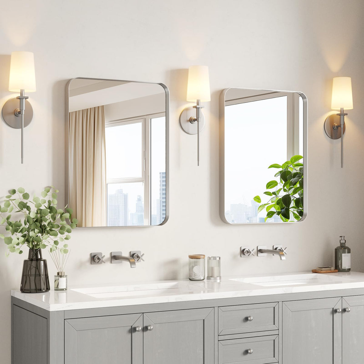 USHOWER 2-Pack Black Bathroom Mirrors for Over Sink 24 x 36 Inch