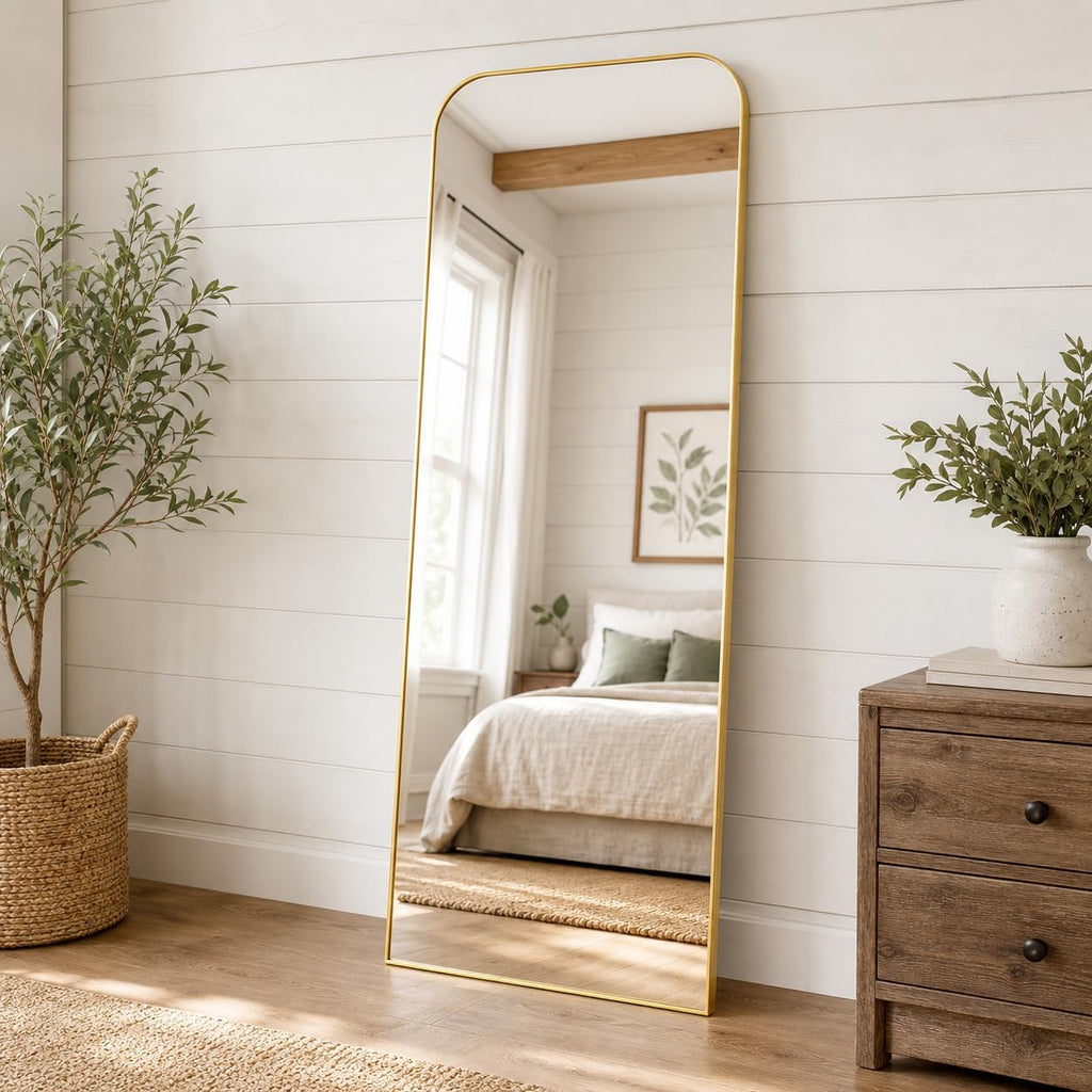HARRITPURE 57"x20" Full Length Mirror Gold Rounded Corner Floor Mirror