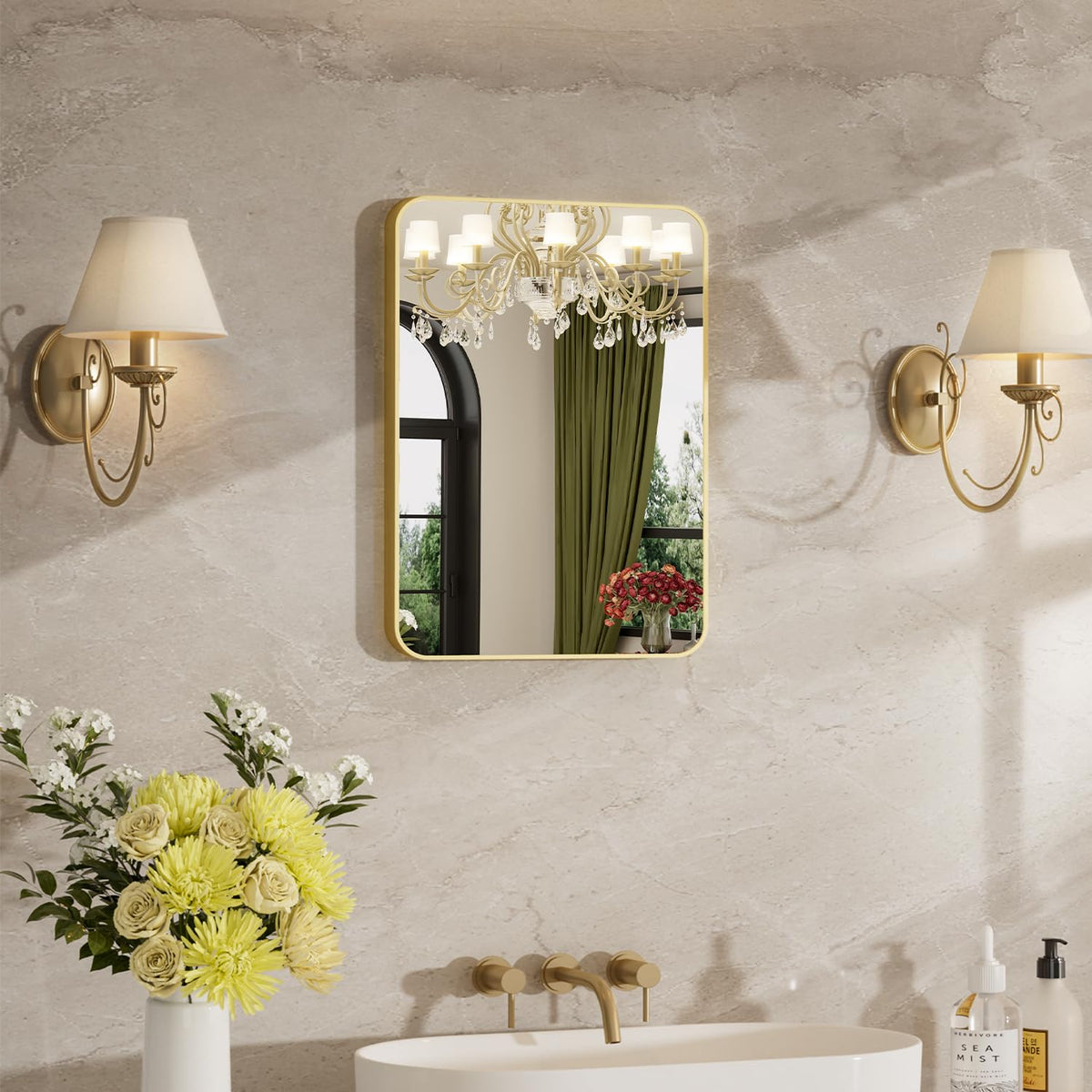 24"x36" Bathroom Mirror for Over Sink, Brushed Nickel Vanity Mirror