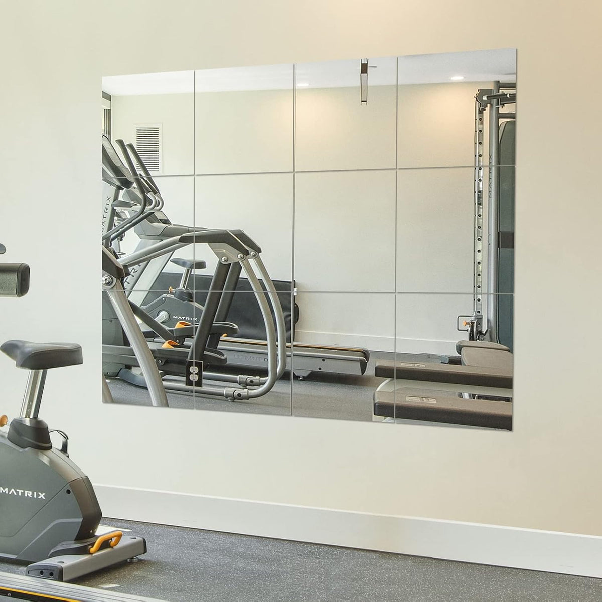 Home Gym Mirror Tiles, 12" x 12" x 12PCS Wall Mirror Tiles Frameless Glass