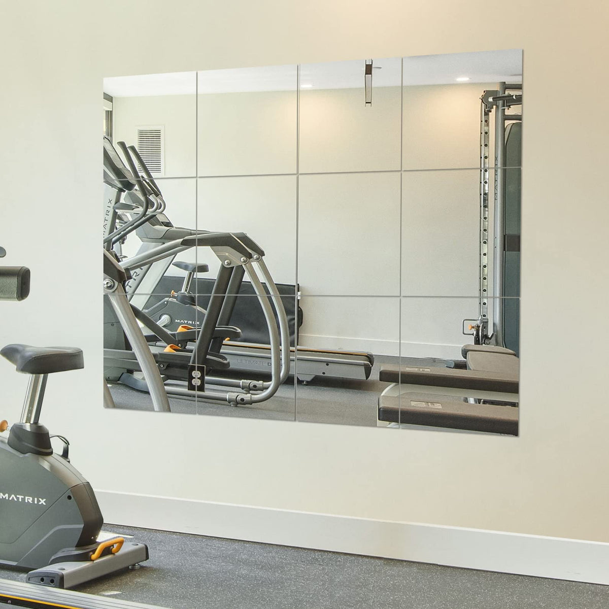 Home Gym Mirror Tiles, 12" x 12" x 12PCS Wall Mirror Tiles Frameless Glass