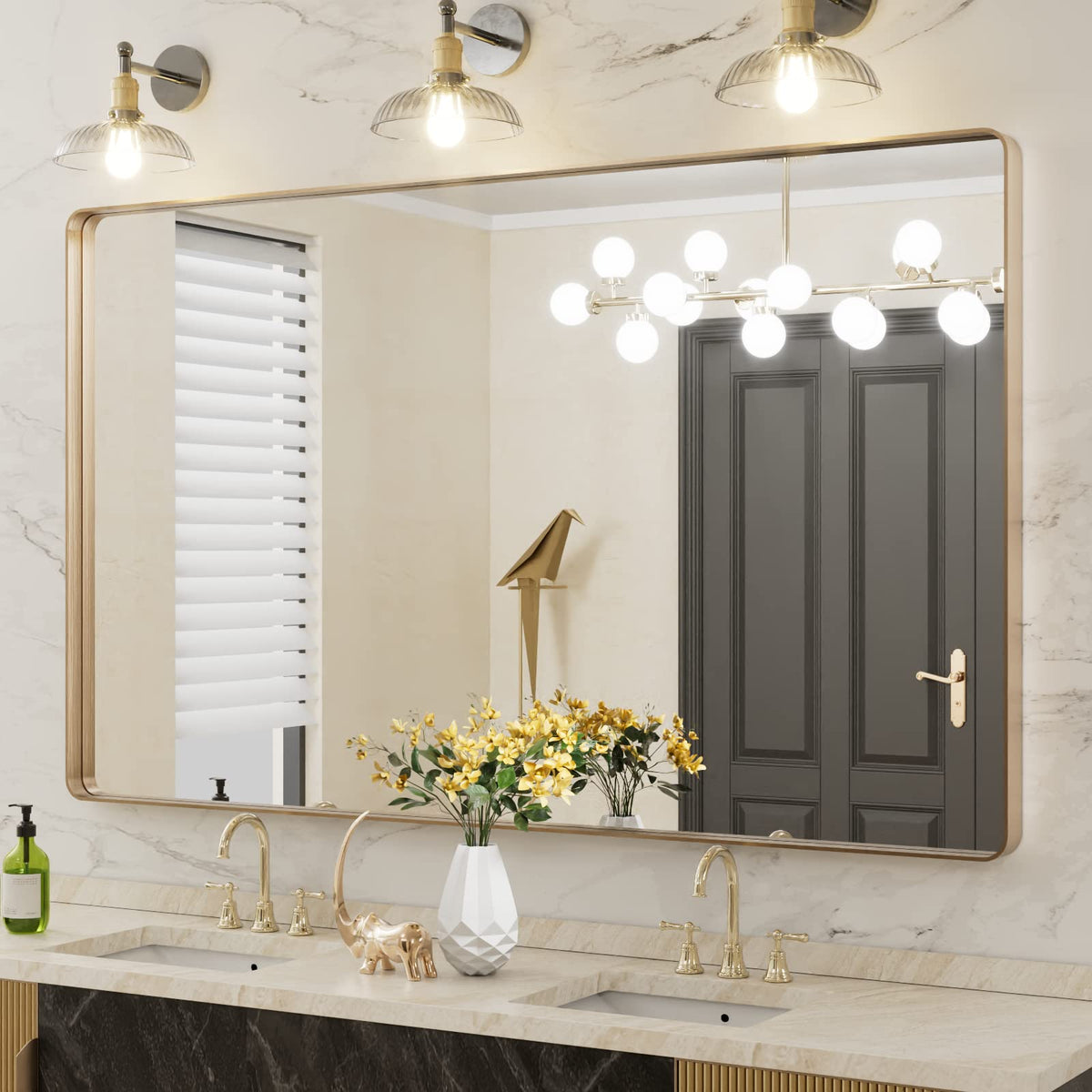 LOAAO 24X36 Inch Black Bathroom Mirror Metal Framed