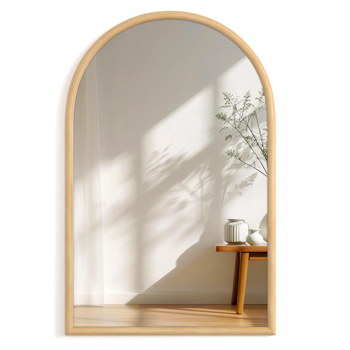 20"x30" Arch Wall Mirror for Wall, Wall Mounted Vanity Mirror for Bedroom, Wood Grain Finish Frame Mirror with Tempered Glass, Vintage Decorative for Bathroom, Entryway, Living Room, Walnut