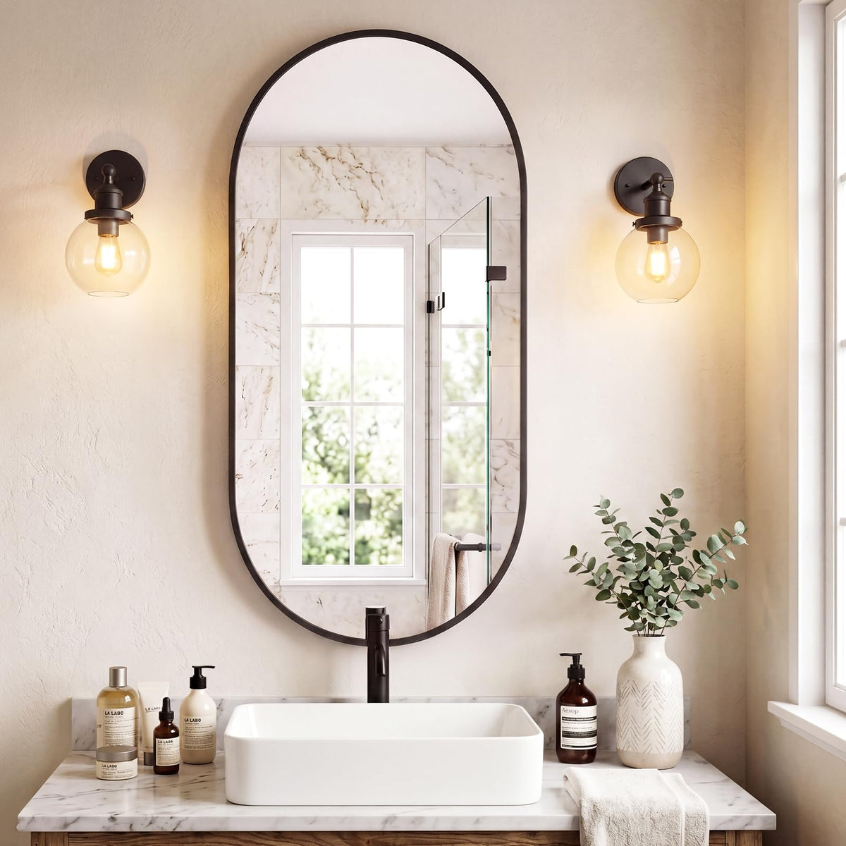 Sweetcrispy Bathroom Mirror 40x30 Inch, Vanity Mirror for Wall