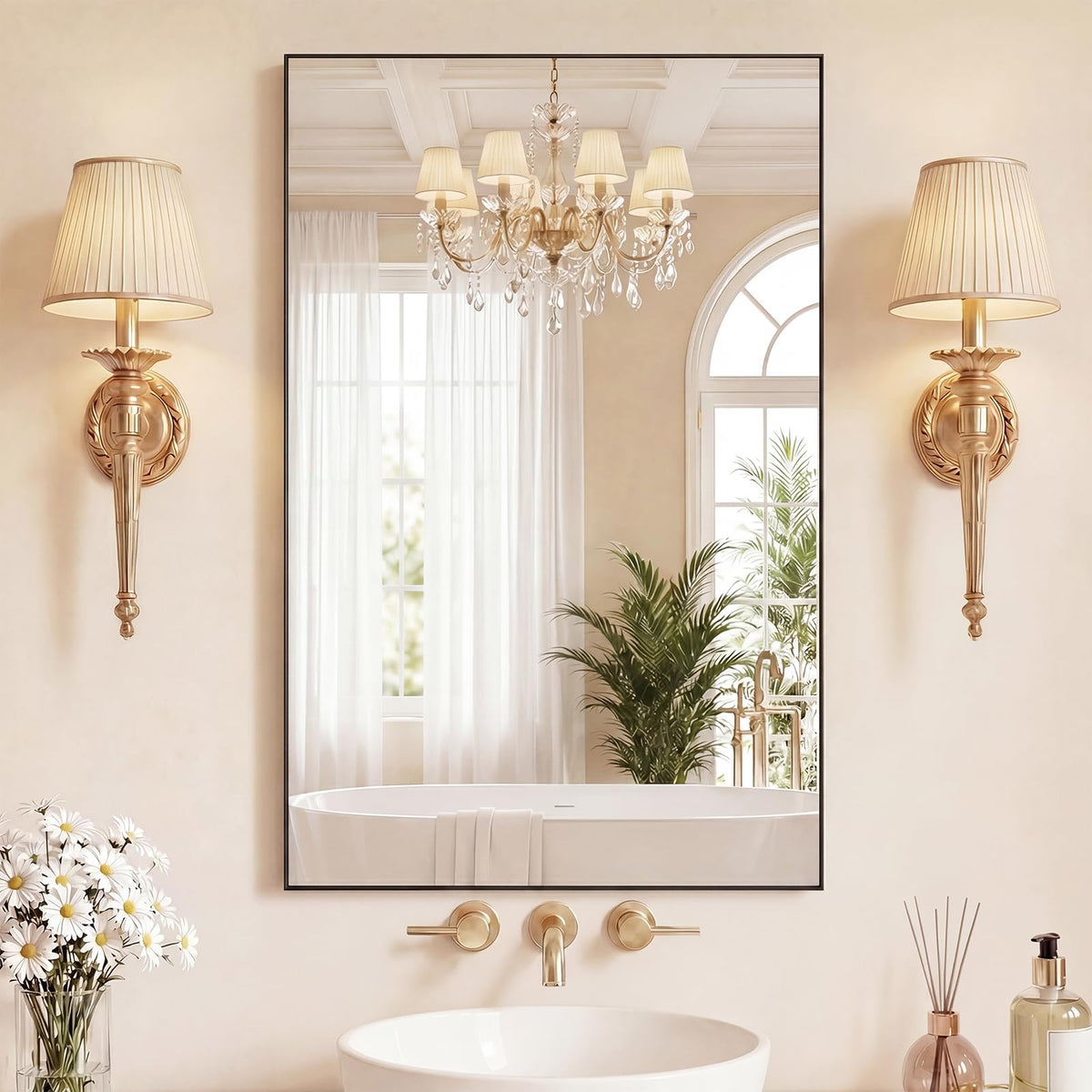Sweetcrispy Bathroom Mirror 40x30 Inch, Vanity Mirror for Wall