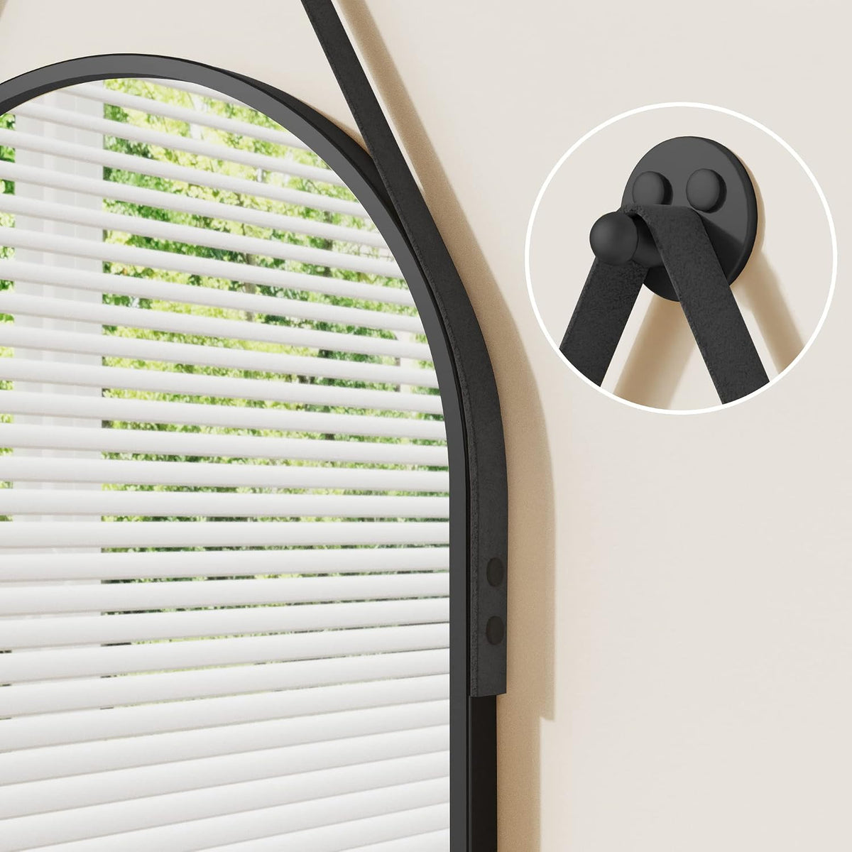 OGCAU 48" x 16" Full Length Mirror Wall Mounted Hanging Mirror, Oval Black