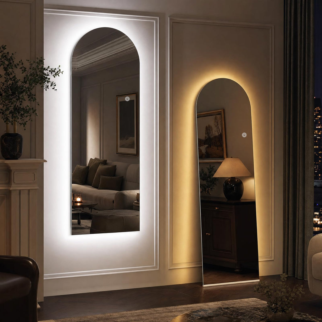VooBang 56"x21" LED Arched Mirror Full Length with Dimmable Lights