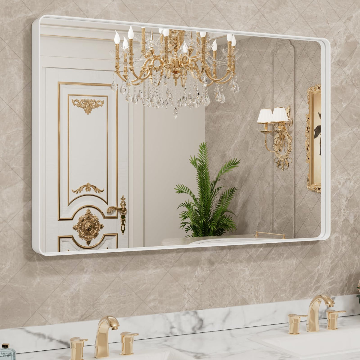LOAAO 30"X36" Gold Bathroom Mirror
